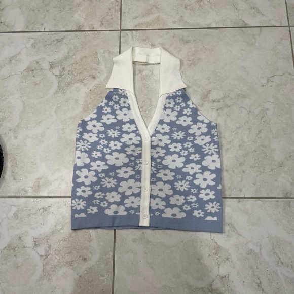 Anthropologie Chrysanthemum Halter Top